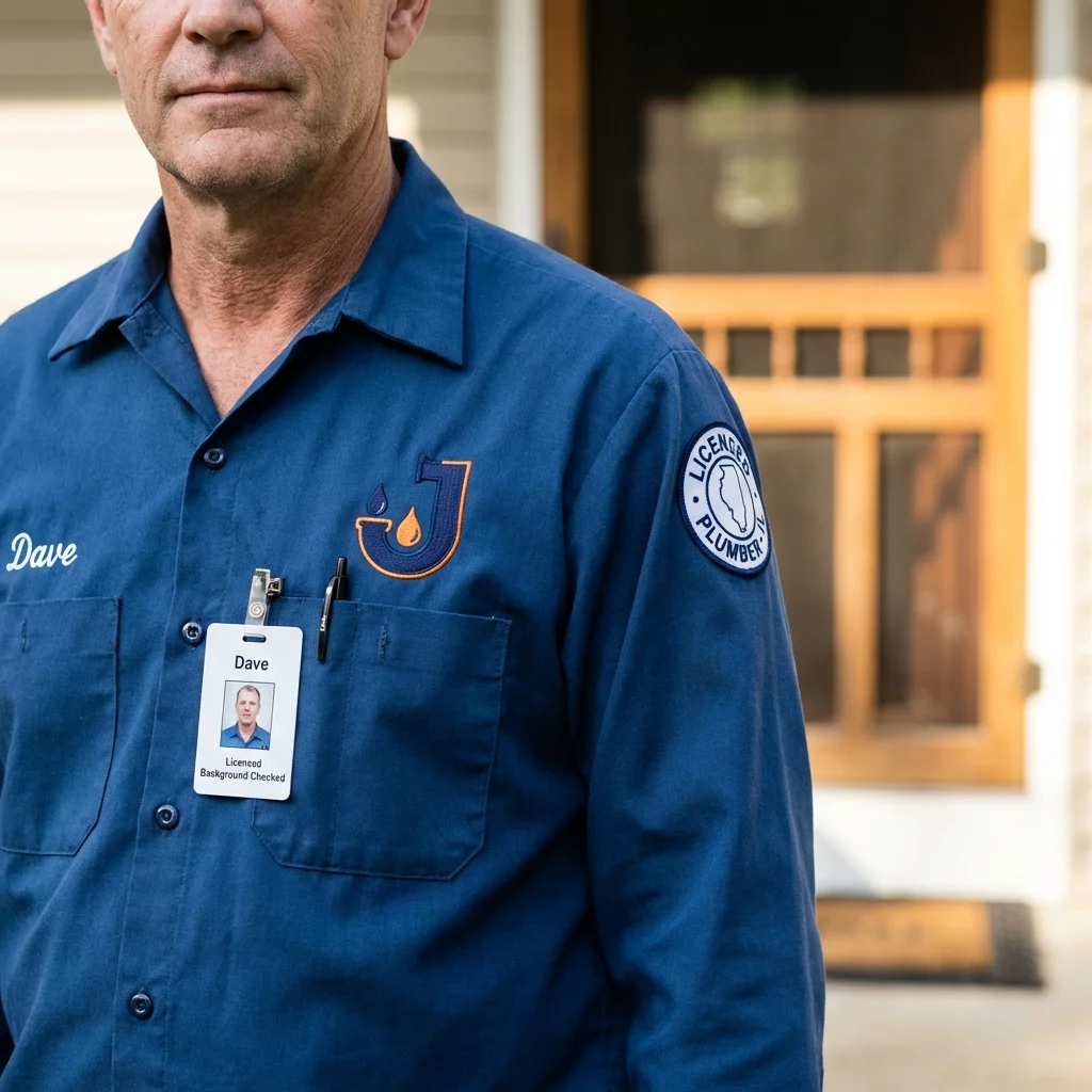 Licensed plumber showing ID badge in Irvington, NY