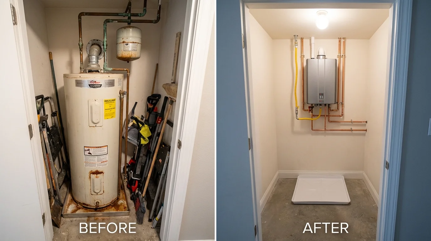 Tank water heater versus wall-mounted tankless unit comparison for Irvington, NY homeowners